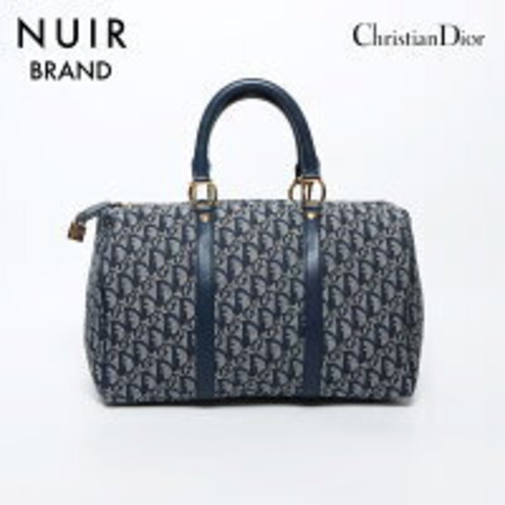 Christian Dior Trotter Boston Bag Canvas Handbag Gray